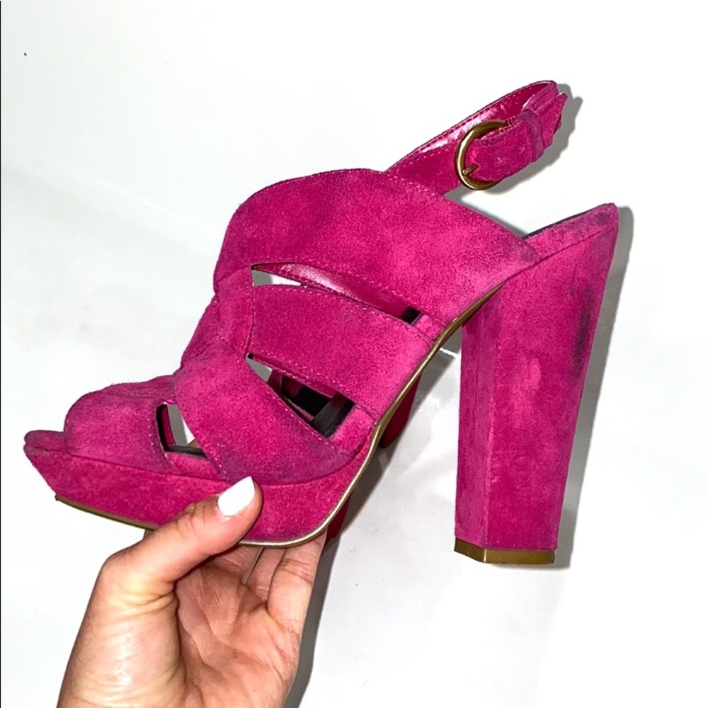 Jessica Simpson Platform Heels Open Toe Pink Size7 - Picture 2 of 4
